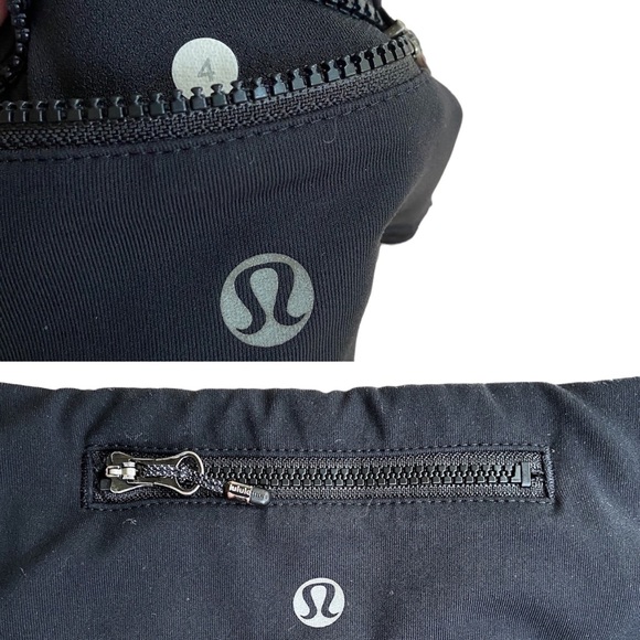 LULULEMON Black Cropped Leggings w/Side Pockets and Mesh Strip on Hem Size 4 - Picture 7 of 8